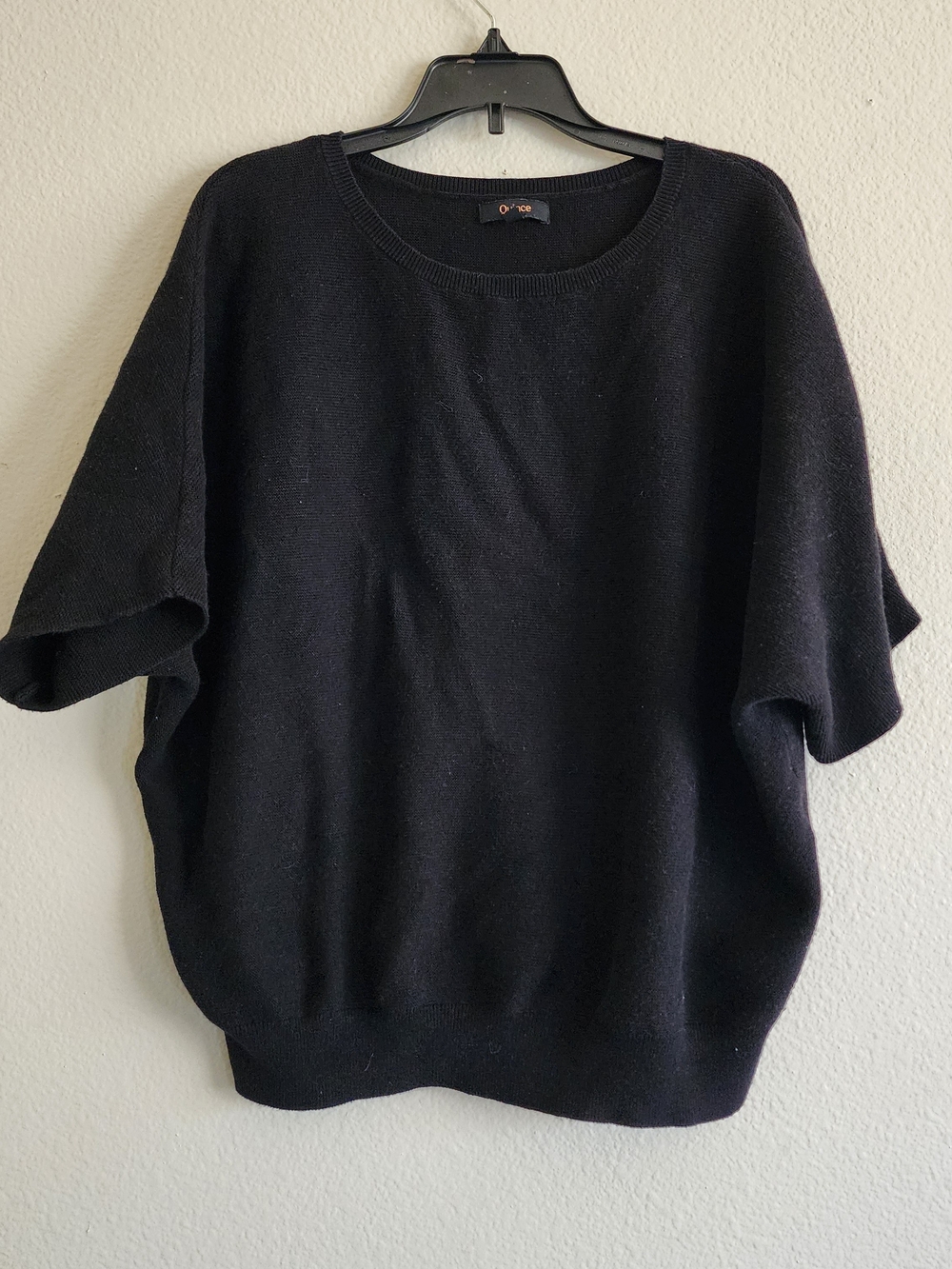 Quince Black Cotton Cashmere Link-Stitch Dolman Sweater Size L